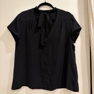Nanette Lepore Women’s Black Silk Tie Neck Blouse (Size M)
